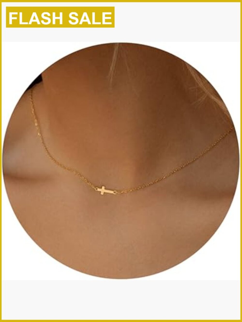 14K Gold Plated Cross Choker Necklace Dainty Tiny Pendant Jewelry
